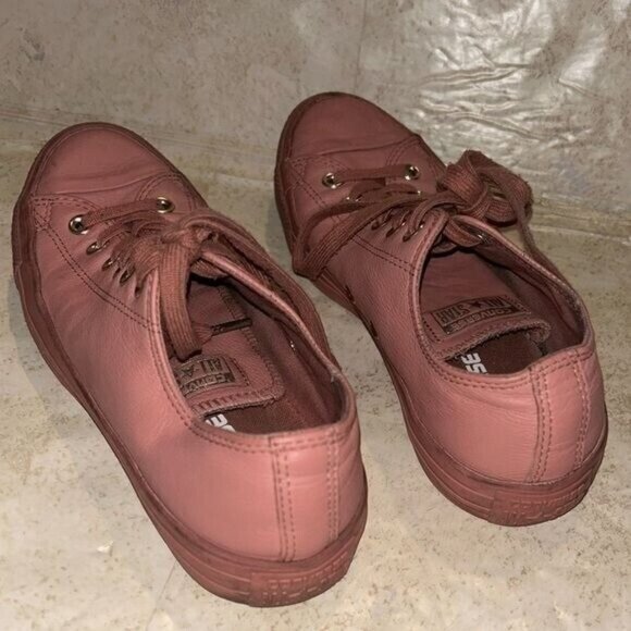 Converse All Star Pink Leather Lace Up Causal Unisex Sneakers women 9 mens 7 - Picture 6 of 7